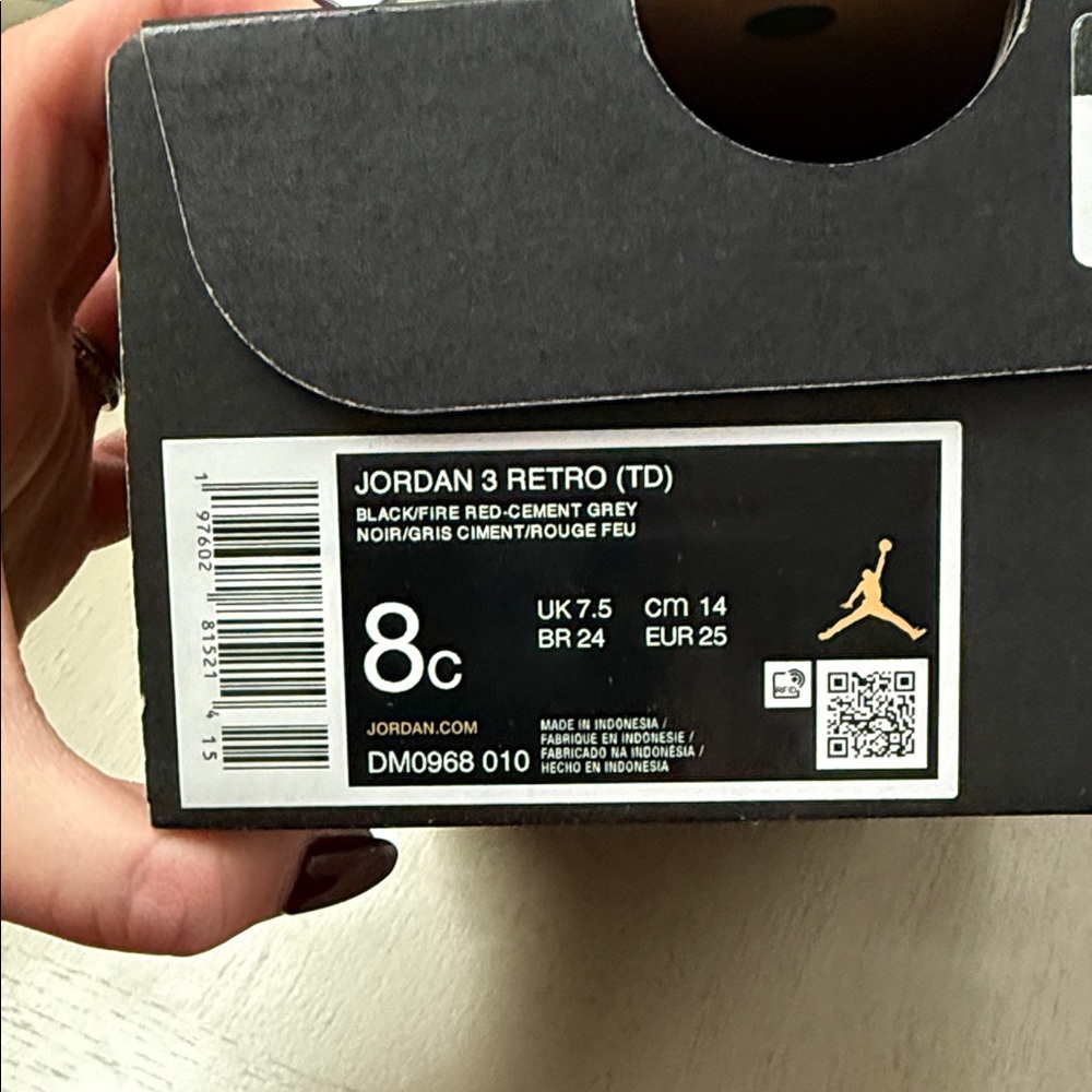 Jordan 3 Retro TD Black and Red Sneakers